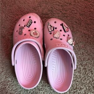 CROCS Kids Light Pink Slippers with Fun Charms